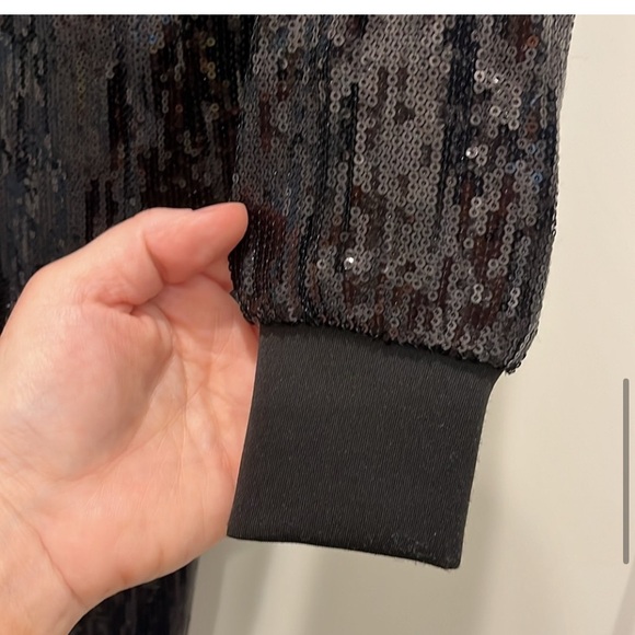 Venus black sequin jumpsuit long sleeve track suit one piece zip front Size XS - Picture 8 of 9